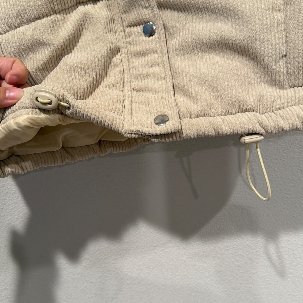 SAY WHAT Women Puffer Vest Size M Corduroy Tan Quilted Gorpcore Streetwear New - Picture 3 of 9